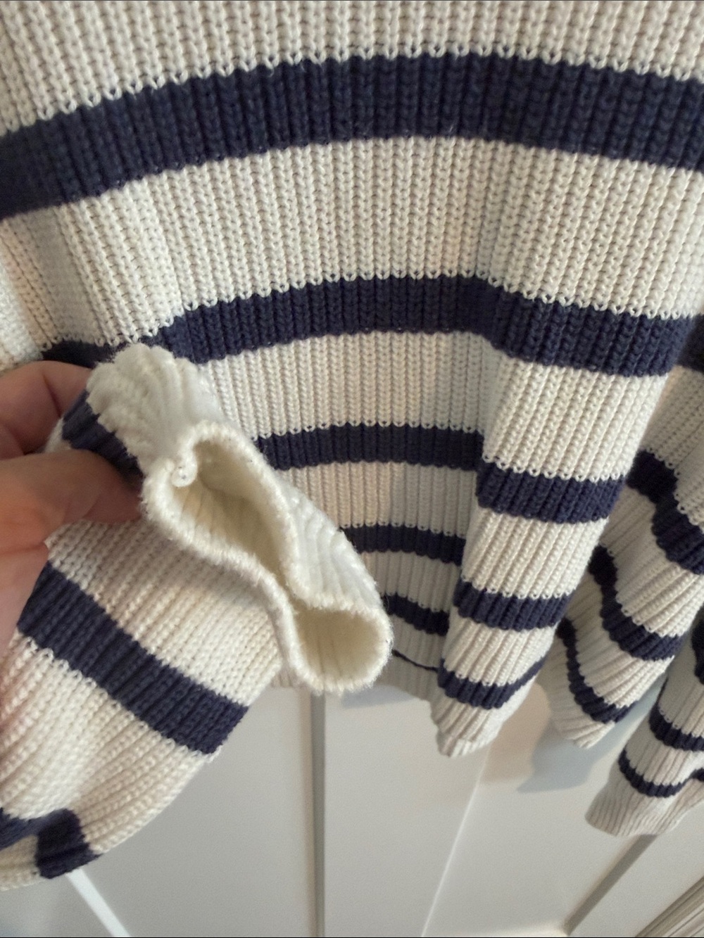 Hollister Cream and Navy Striped Crewneck Sweater - Picture 3 of 5